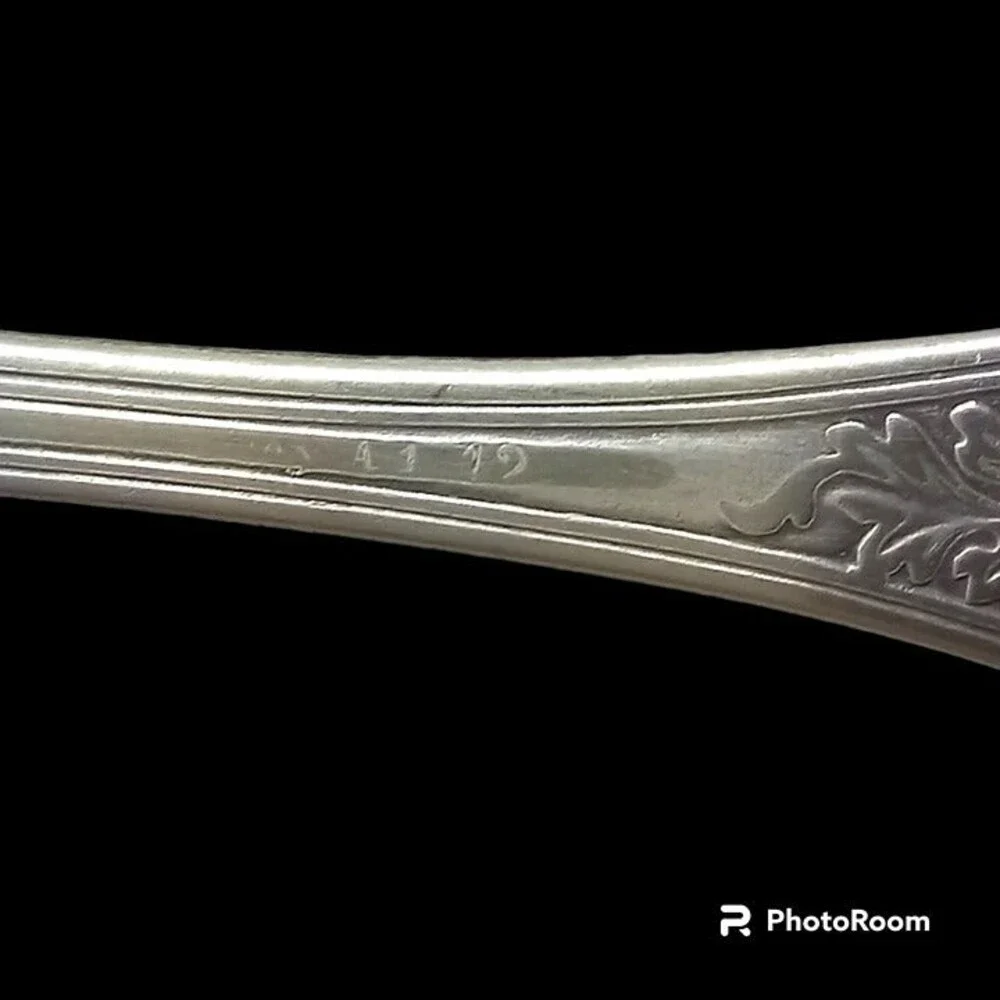 WM Rogers Bros Silverplate Olive Pattern Fork-!848-Monogram L.F-Victorian-Scroll